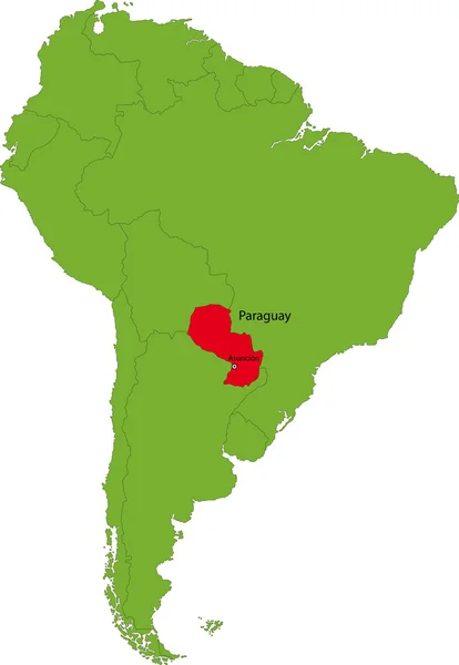 Mapa do Paraguai — Vetor de Stock