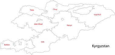 Contour Kyrgyzstan map clipart