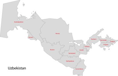 gri Özbekistan haritası