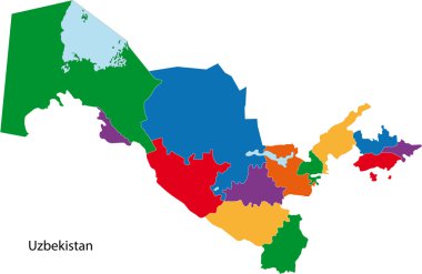 renkli Özbekistan haritası