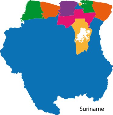 renkli Surinam Haritası