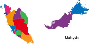 renkli Malezya Haritası