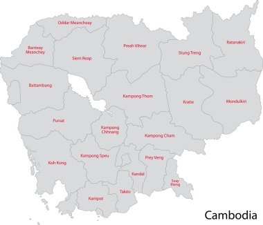 grijze kaart van Kambodja