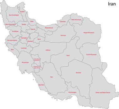 Grey Iran map clipart