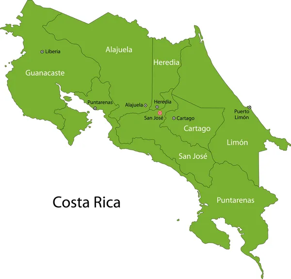 Kaart Costa Rica — Stockvector