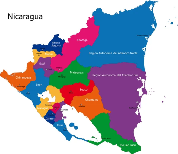 Mappa Nicaragua — Vettoriale Stock