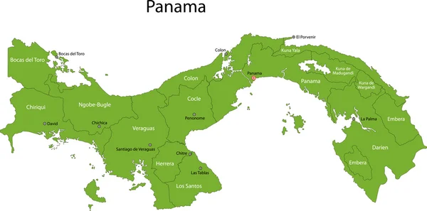 Yeşil panama Haritası — Stok Vektör