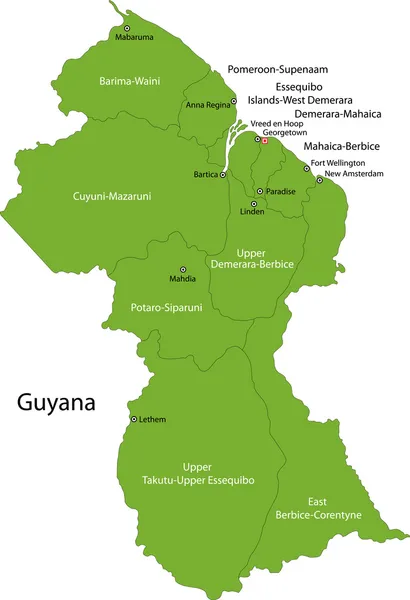 Kaart van Guyana — Stockvector