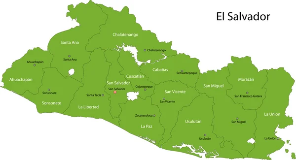 Mapa verde de El Salvador — Vetor de Stock