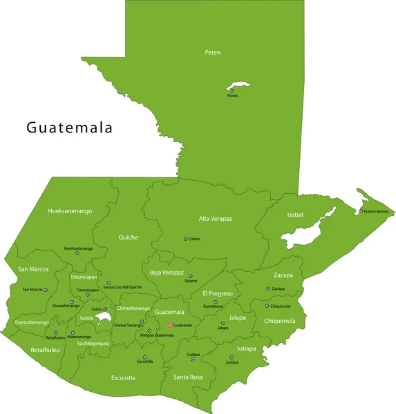 Mappa Verde Guatemala — Vettoriale Stock