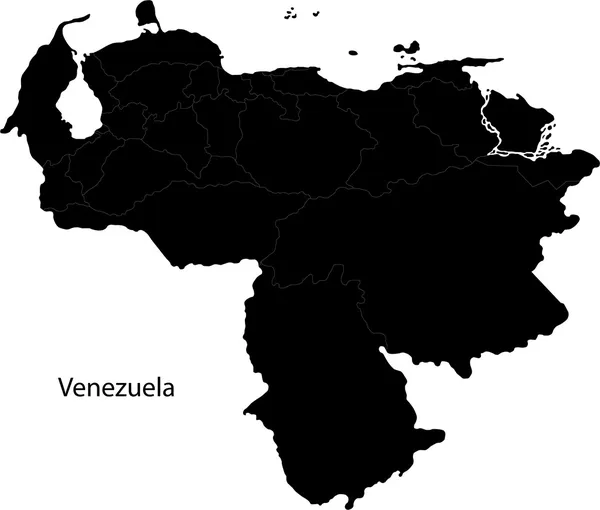 Carte du Venezuela noir — Image vectorielle