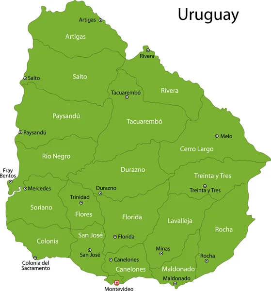 Groene kaart van uruguay — Stockvector