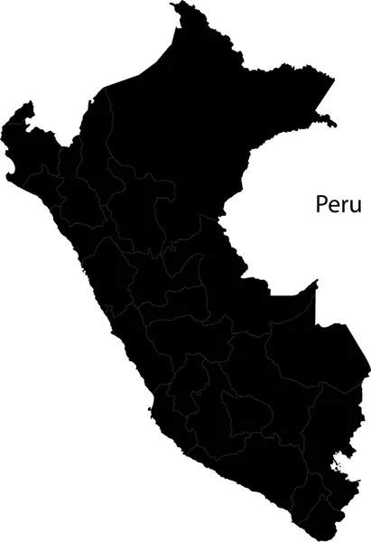 Negro Perú mapa — Vector de stock