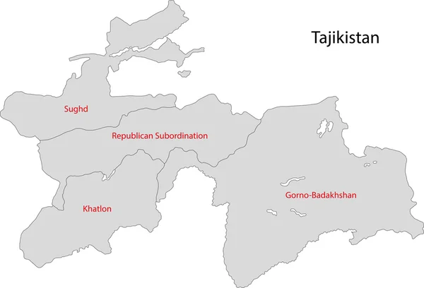 Mapa gris de Tayikistán — Vector de stock