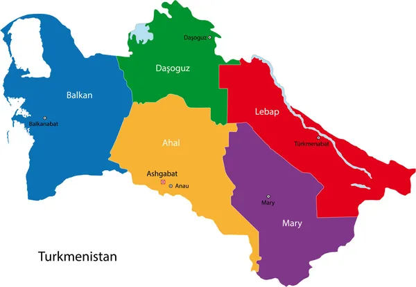 Turkmenistán Mapa — Vector de stock