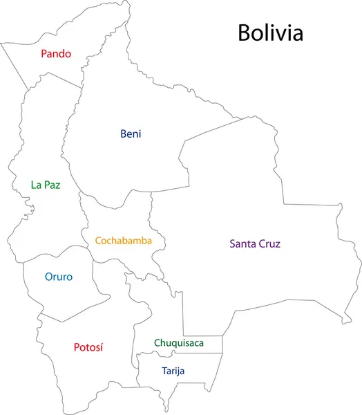 Contour Bolivia mappa — Vettoriale Stock