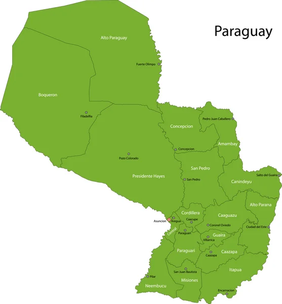 Zielony Paragwaju mapę — Wektor stockowy