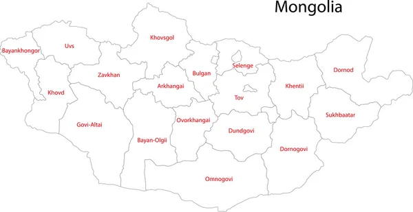 Contour Mongolië kaart — Stockvector