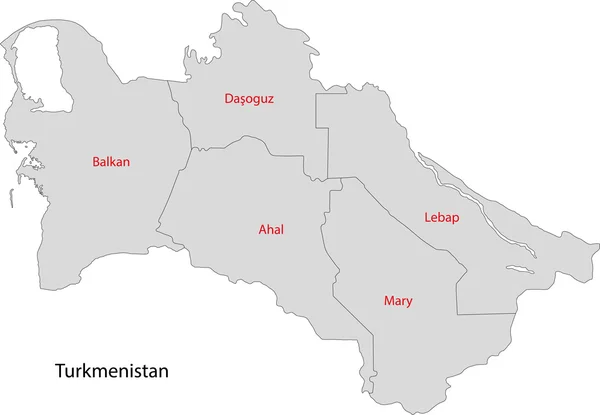 Turkmenistán Gris mapa — Vector de stock