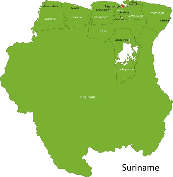 Surinam Terrängkartan — Stock vektor
