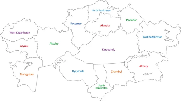 Contour Kazakistan mappa — Vettoriale Stock