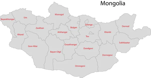 Mapa cinzento da Mongólia —  Vetores de Stock