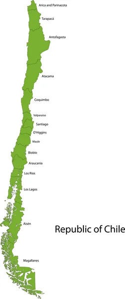 녹색 칠레 지도 — 스톡 벡터