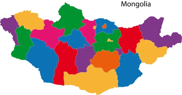 다채로운 몽골 지도 — 스톡 벡터