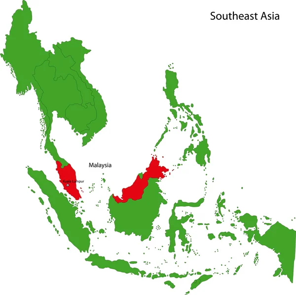 Malaysische Karte — Stockvektor