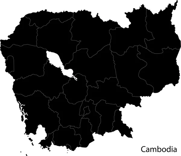 Černá mapa Kambodža — Stockový vektor