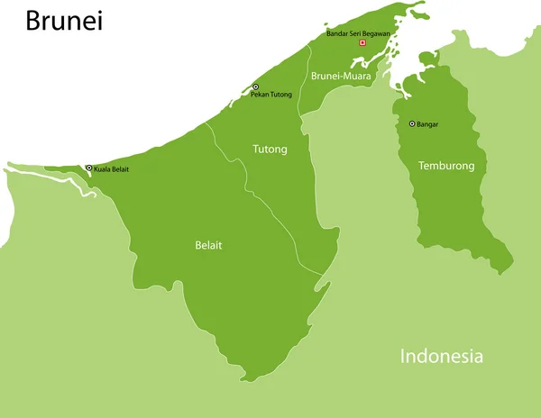 Mapa verde de Brunei — Vector de stock