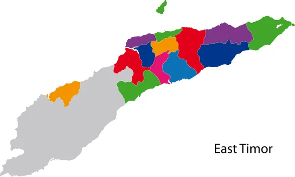 Carte colorée du Timor oriental — Image vectorielle