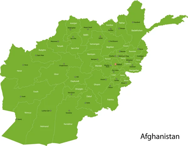 Carte Afghanistan verte — Image vectorielle