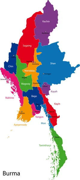 Birmanie carte — Image vectorielle