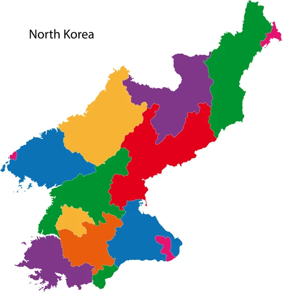 Mappa colorata della Corea del Nord — Vettoriale Stock