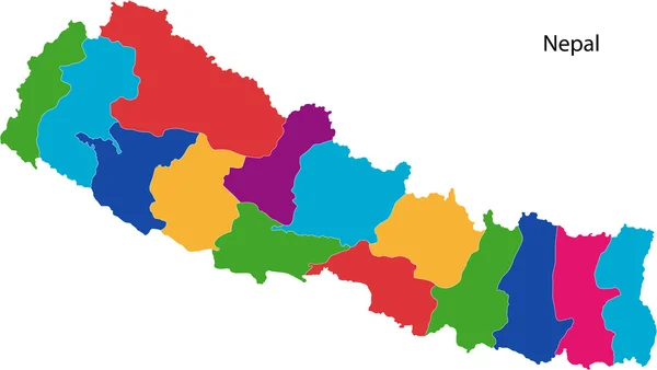Renkli nepal Haritası — Stok Vektör