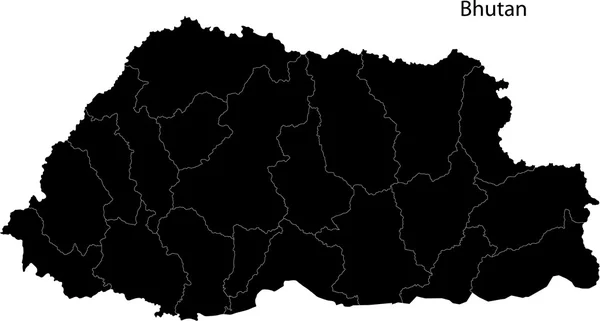 블랙 부탄 지도 — 스톡 벡터