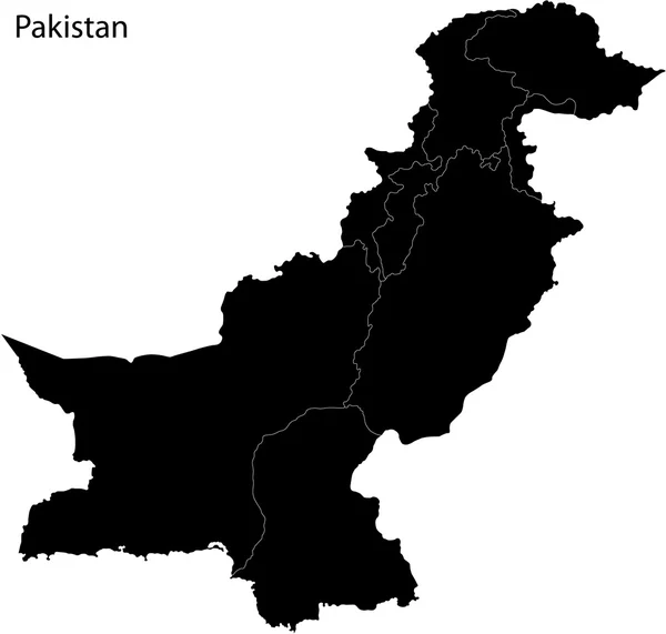 Siyah pakistan Haritası — Stok Vektör