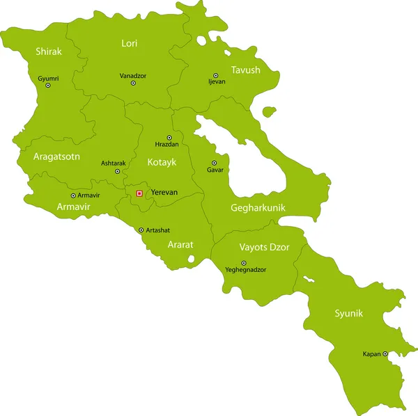 Armenia Verde mapa — Vector de stock