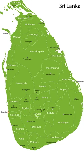 Зеленая карта Шри-Ланки — стоковый вектор