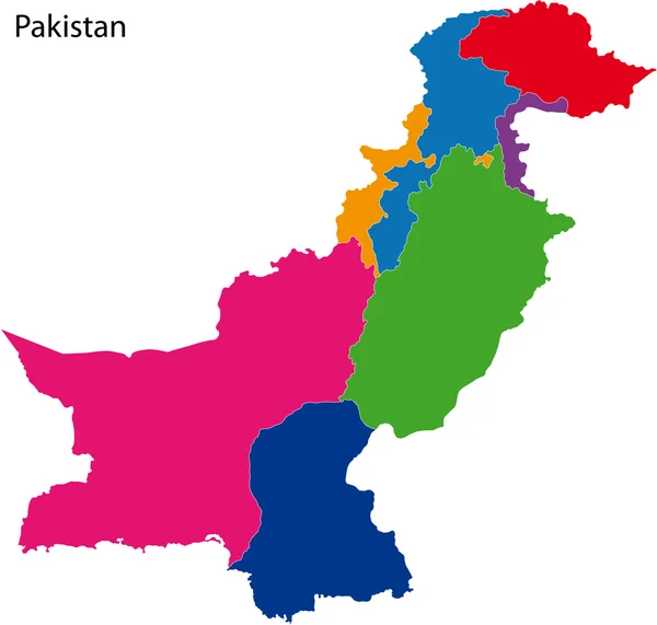 Kleurrijke kaart van pakistan — Stockvector