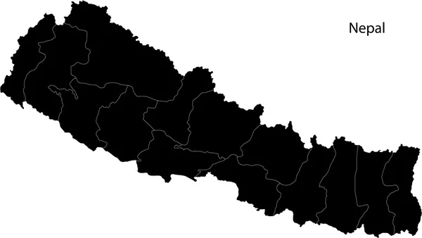 Mappa Nepal nero — Vettoriale Stock