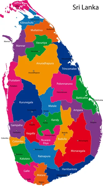 Mapa Srí Lanky — Stockový vektor