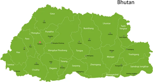 Carte du Bhoutan vert — Image vectorielle