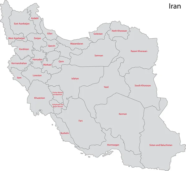 Grey Irán mapa — Archivo Imágenes Vectoriales