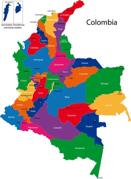 Á Mapa Colombia Vector De Stock Ilustracion Mapa Colombia Bogota Descargar En Depositphotos