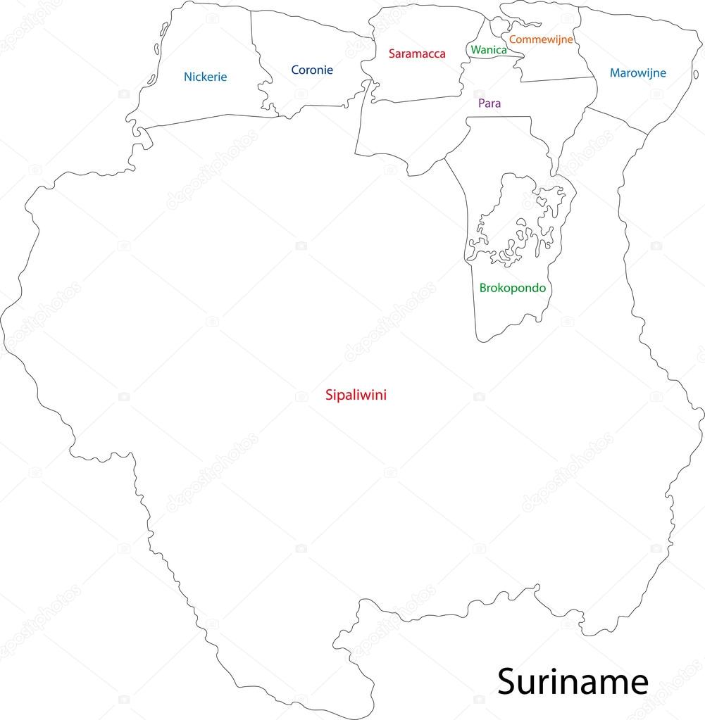 Contour Suriname map