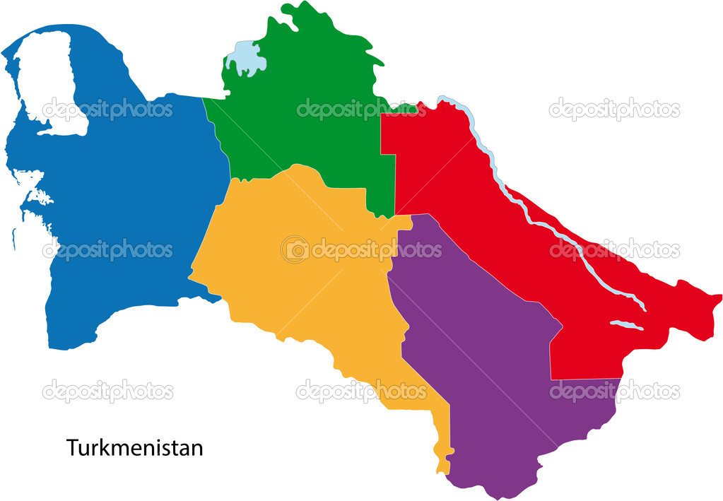 Colorful Turkmenistan map