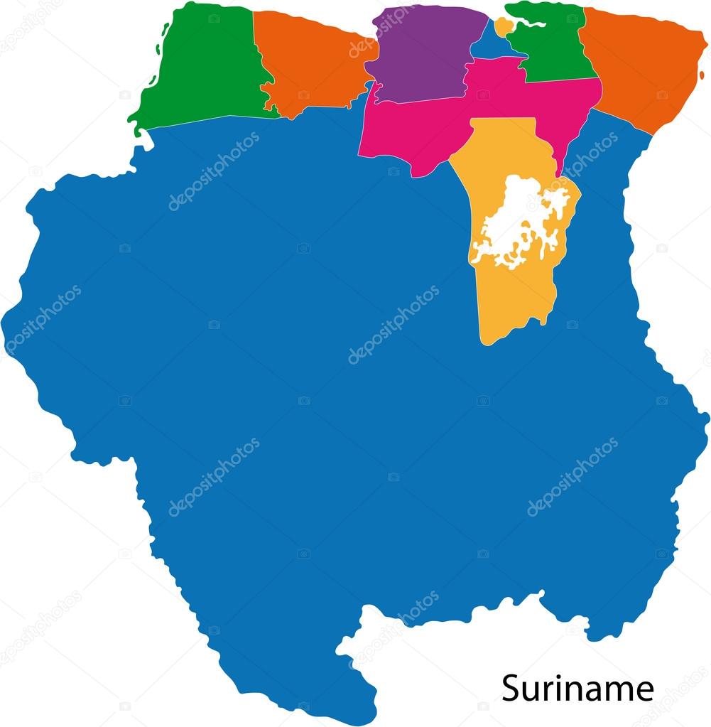 Colorful Suriname map