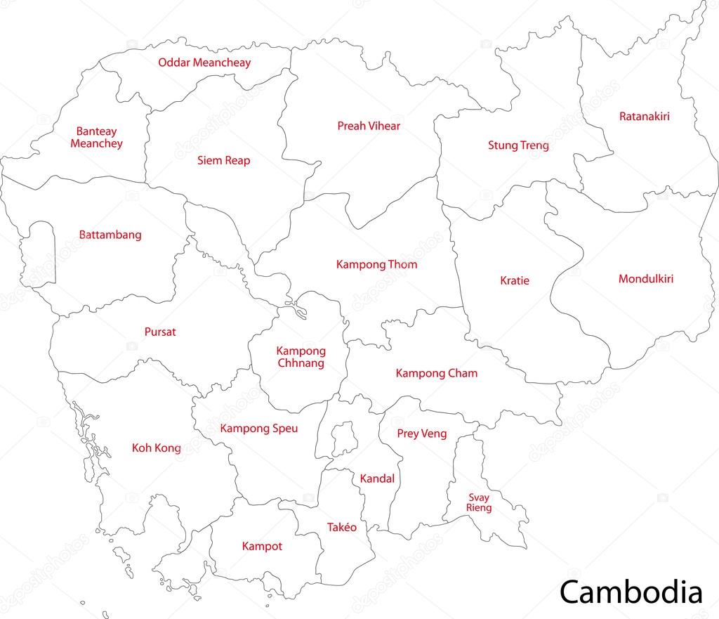 Contour Cambodia map